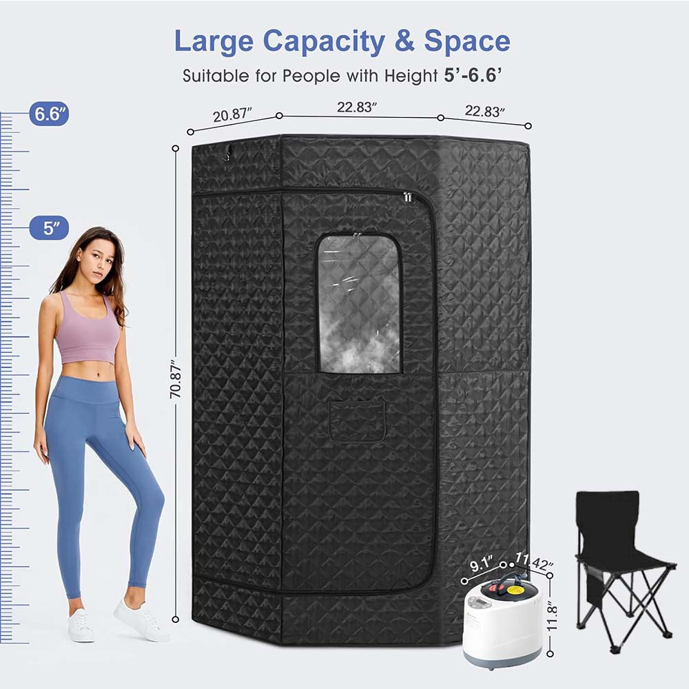 SōL Portable Steam Sauna Tent — Foldable At-Home Sauna with Remote & Chair for Relaxation & Recovery