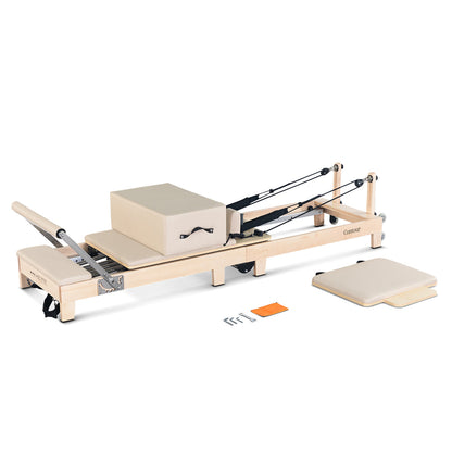 SōL Pilates – Lifespan Contour Folding Wooden Reformer Set (Beige)