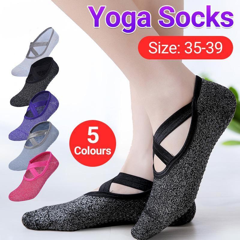 Yoga Socks Non Slip Pilates Ballet Grip Socks for Women Gym Fitness - Grey