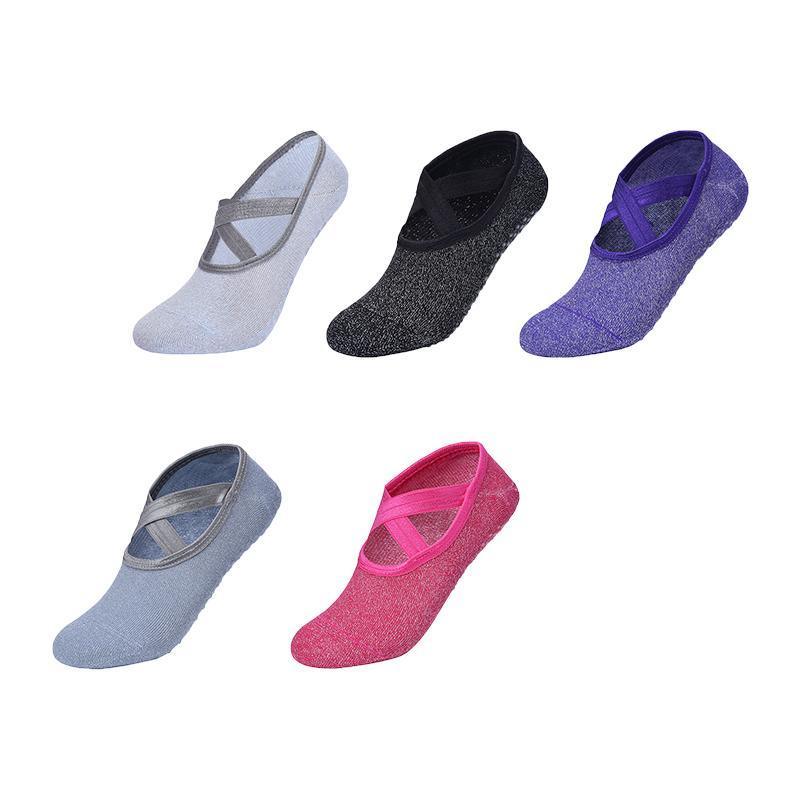 Yoga Socks Non Slip Pilates Ballet Grip Socks for Women Gym Fitness - Grey
