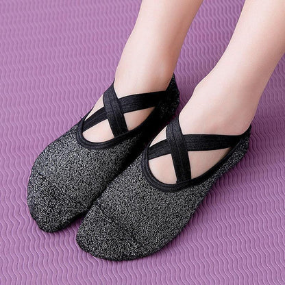 Yoga Socks Non Slip Pilates Ballet Grip Socks for Women Gym Fitness - Grey