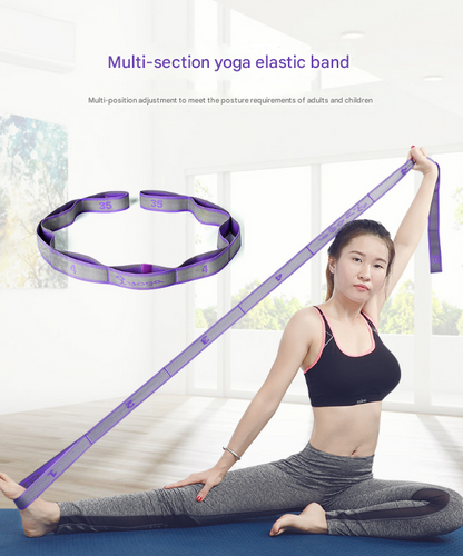 Blue and Purple 9-Loop Yoga Stretch Strap - Numbered Band for Flexibility and Physical Therapy
