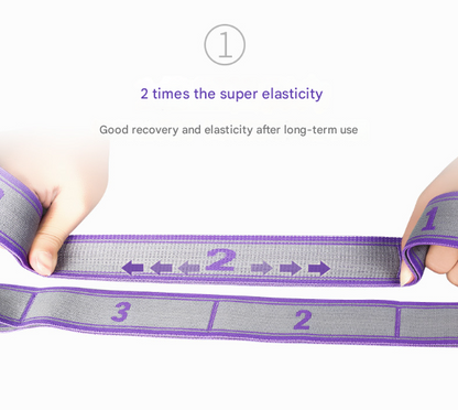 Purple 9-Loop Yoga Stretch Strap - Numbered Band for Flexibility and Physical Therapy