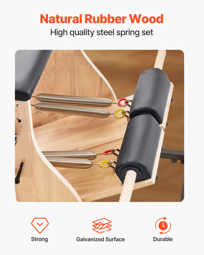 VEVOR Split-Pedal Pilates Chair with Handles – Rubber Wood Stability Chair for Home & Studio Workouts