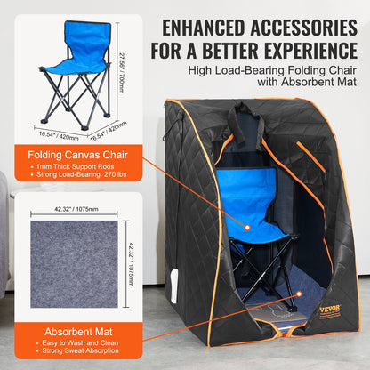 SōL Portable Infrared Sauna Tent — 1050W At-Home Heat Therapy for Detox, Relaxation & Recovery