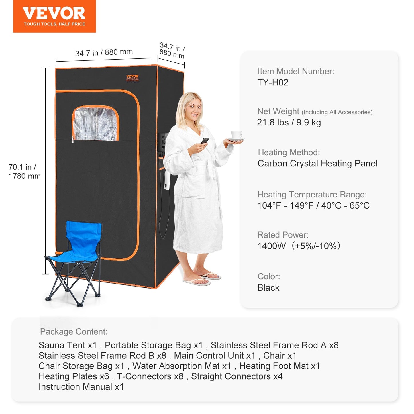 SōL Portable Infrared Sauna Tent — 1400W At-Home Heat Therapy for Detox, Relaxation & Recovery