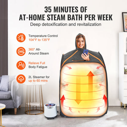 SōL Portable Steam Sauna Tent — 1000W At-Home Spa for Detox, Relaxation & Recovery