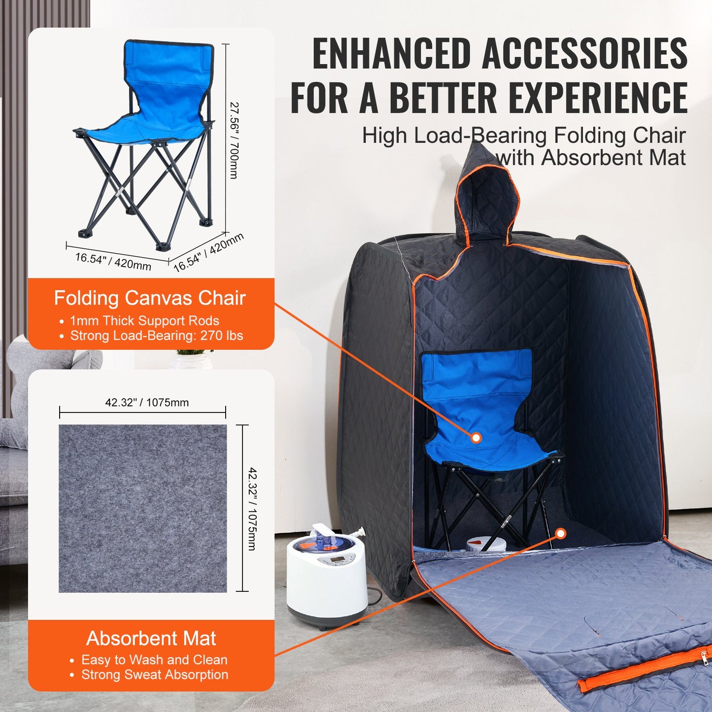 SōL Portable Steam Sauna Tent — 1000W At-Home Spa for Detox, Relaxation & Recovery