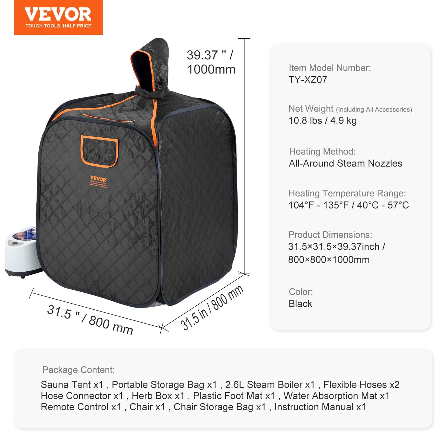 SōL Portable Steam Sauna Tent — 1000W At-Home Spa for Detox, Relaxation & Recovery