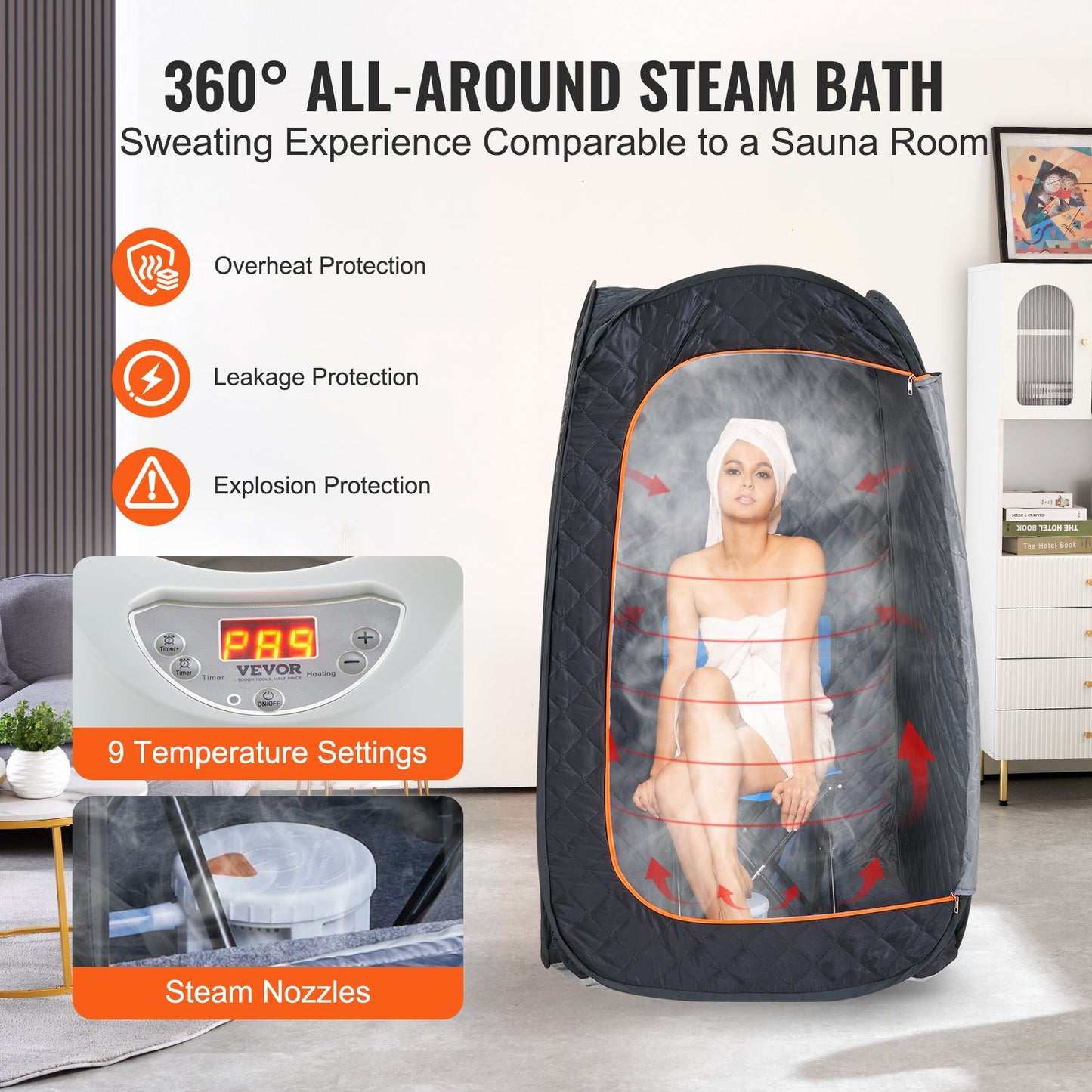 SōL Portable Steam Sauna Tent — 1000W At-Home Spa for Detox, Relaxation & Recovery