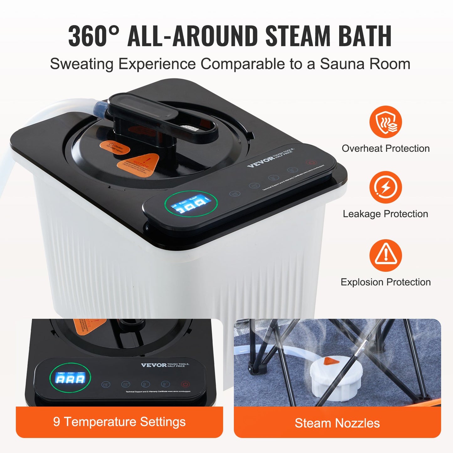 SōL Heat Recovery Sauna - Portable Full-Size Steam Sauna Tent 2000W with Chair