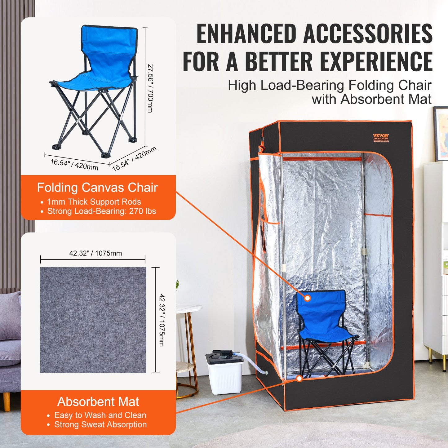 SōL Heat Recovery Sauna - Portable Full-Size Steam Sauna Tent 2000W with Chair