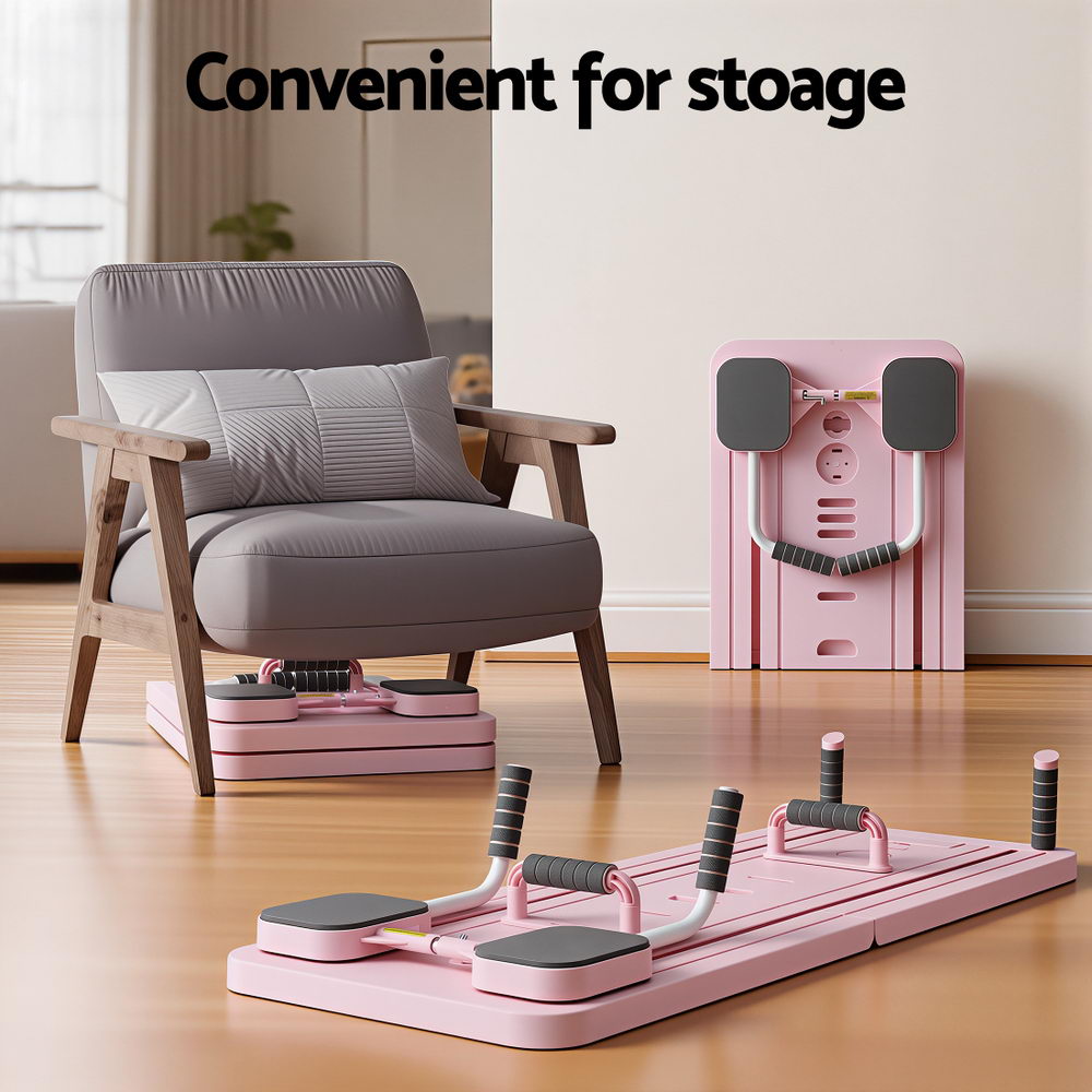 Everfit Pilates Reformer Abdominal Exercise Board Push Up Set Fitness Pink